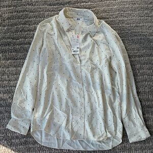 Uniqlo Cream Button-Up Shirt with Pattern from Japan!